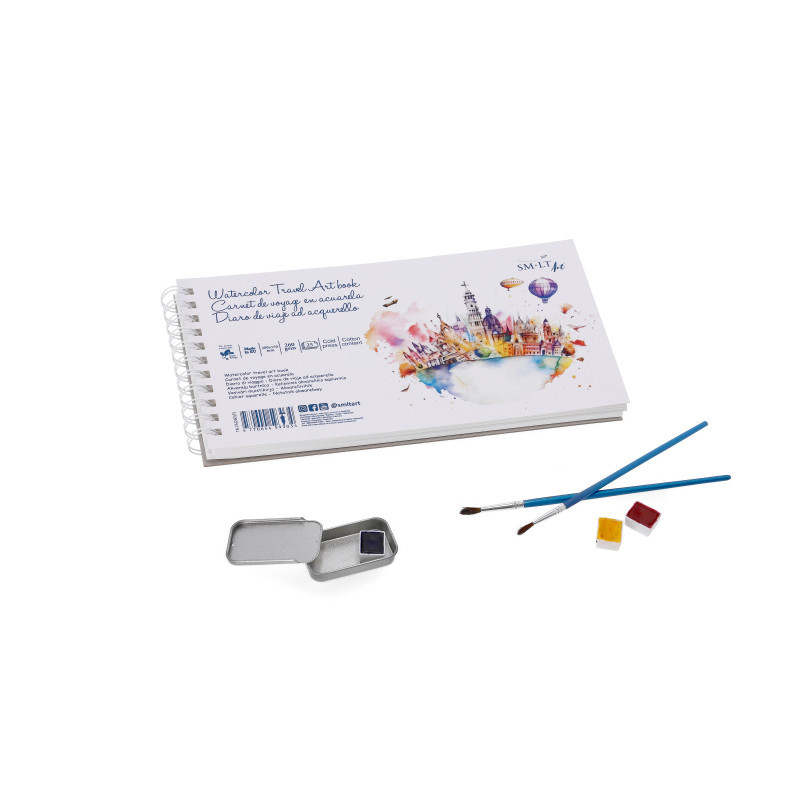 Carnet de voyage aquarelle spiralé SM-LT 25f 260g 28 x 15 paysage grain fin