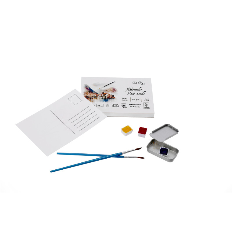 Cartes postales en papier aquarelle 100% coton SMLT 20 cartes 300g 10,5 x 14,7 grain fin