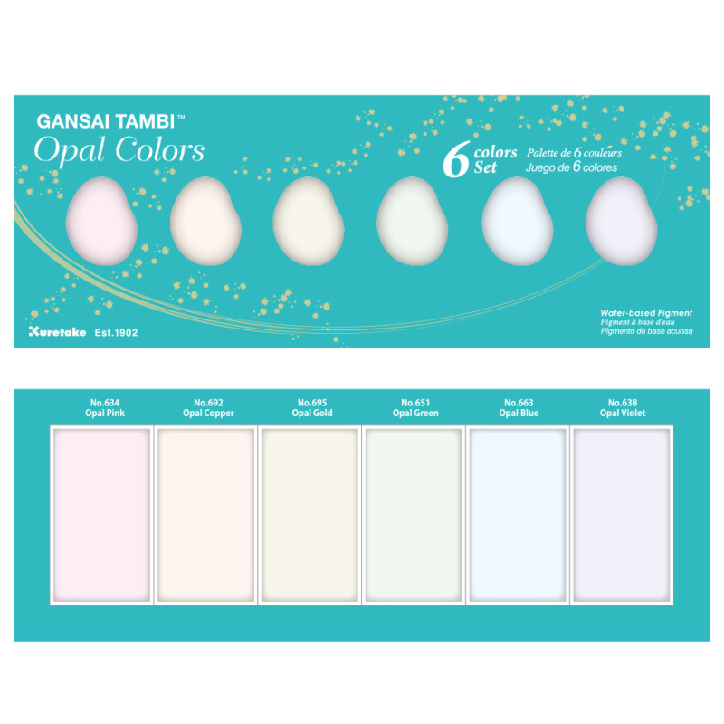 Coffret Teintes opales 6 godets japonais aquarelle Gansai Tambi Kuretake