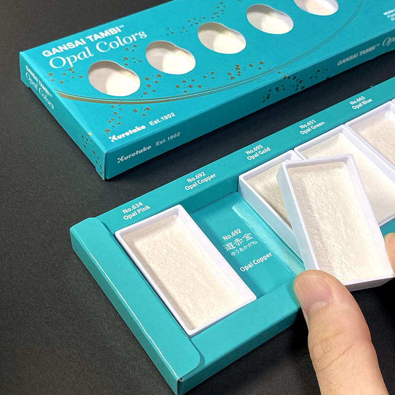 Coffret Teintes opales 6 godets japonais aquarelle Gansai Tambi Kuretake