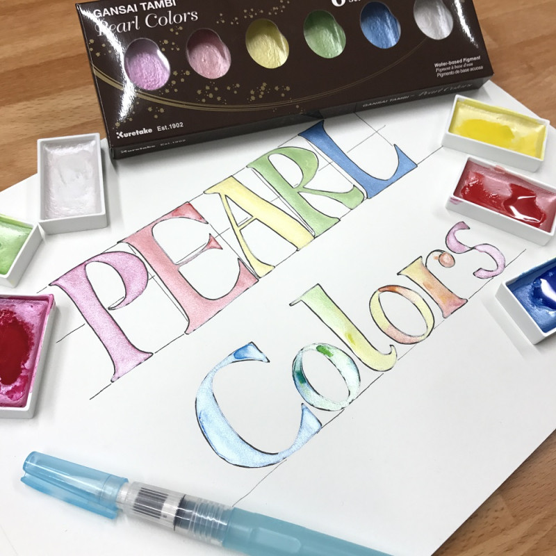 Coffret Teintes perlées 6 godets japonais aquarelle Gansai Tambi Kuretake