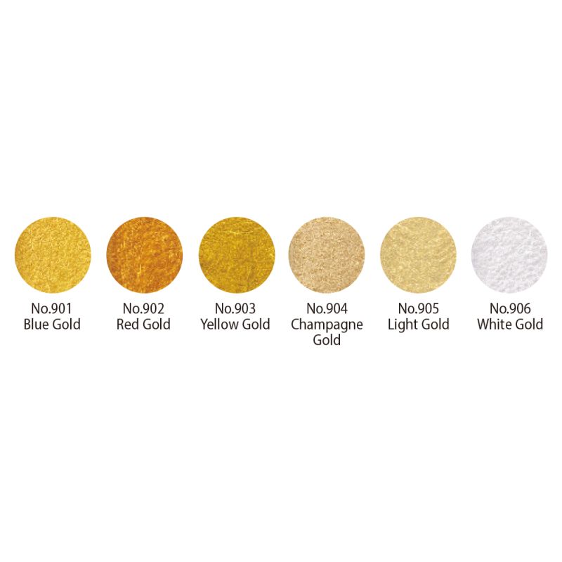 Coffret Teintes dorées 6 godets japonais aquarelle Gansai Tambi Kuretake