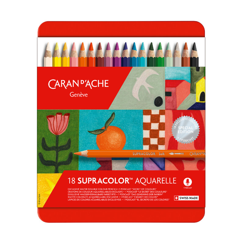 Boîte métal Edition spéciale 18 crayons Caran d'Ache Supracolor Soft 