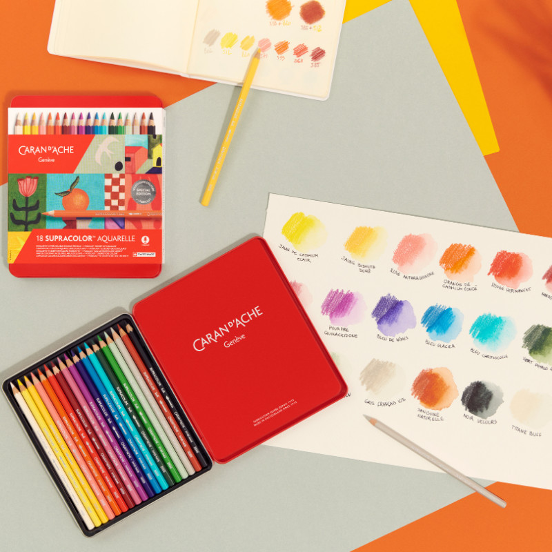 Boîte métal Edition spéciale 18 crayons Caran d'Ache Supracolor Soft 