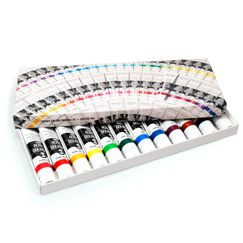 Coffret 12 Tubes 20 ml acryl-gouache en carton Turner