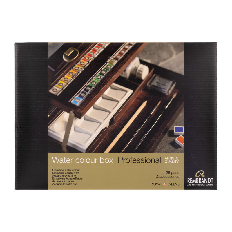 Coffret bois Professional 28 1/2 godets & Accessoires Rembrandt