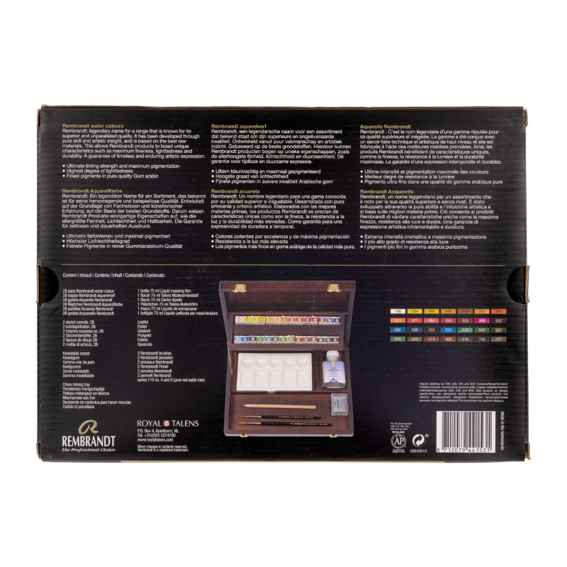 Coffret bois Professional 28 1/2 godets & Accessoires Rembrandt