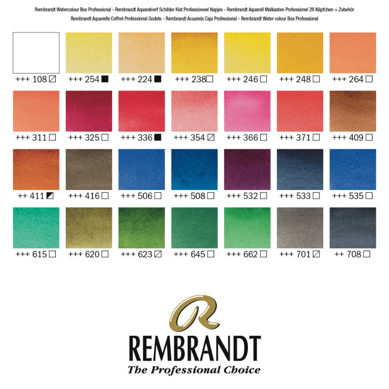 Coffret bois Professional 28 1/2 godets & Accessoires Rembrandt