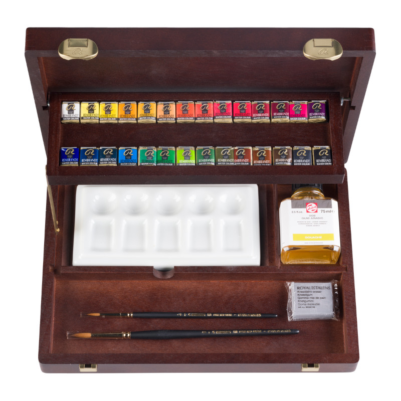Coffret bois Professional 28 1/2 godets & Accessoires Rembrandt