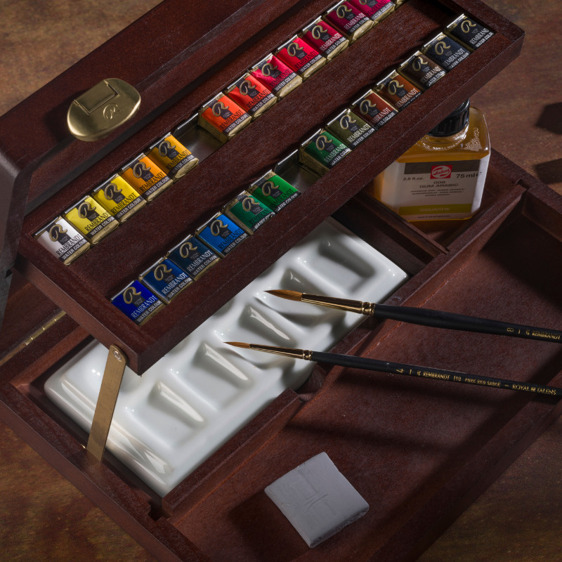 Coffret bois Professional 28 1/2 godets & Accessoires Rembrandt