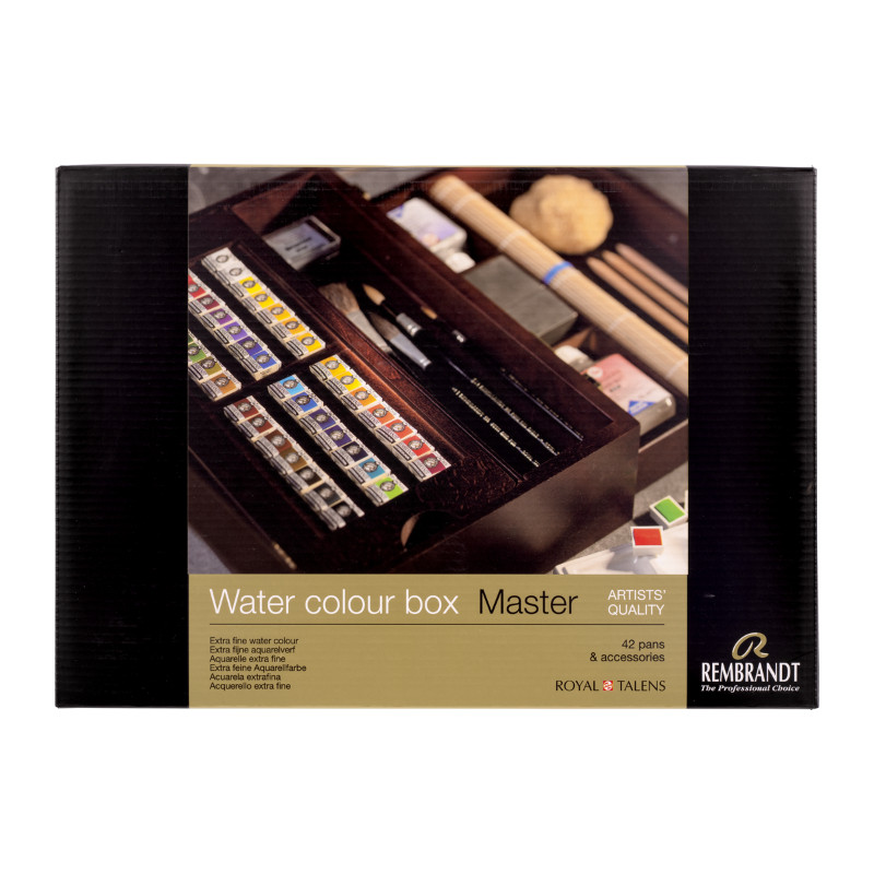 Coffret bois Master 42 1/2 godets aquarelle Rembrandt 