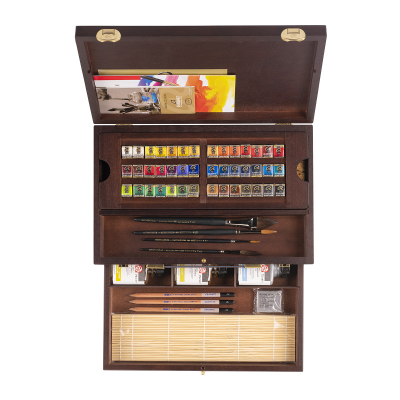 Coffret bois Master 42 1/2 godets aquarelle Rembrandt 
