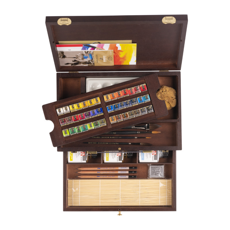 Coffret bois Master 42 1/2 godets aquarelle Rembrandt 