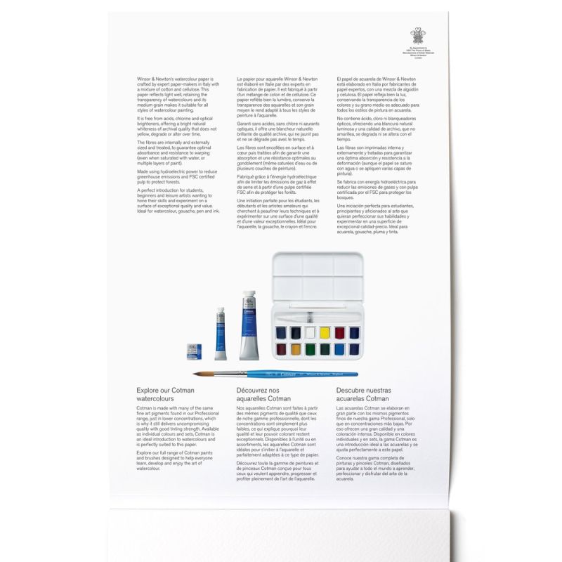 Bloc Aquarelle Fabriano 24x32 Cm - 12 Feuilles 300 G/m² Grain Fin, 100% Coton