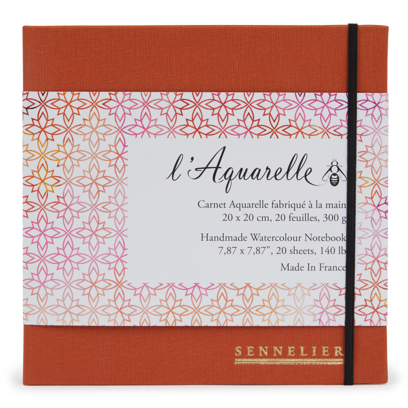 Carnet aquarelle entoilé spiralé 20x20 300g 20f Sennelier