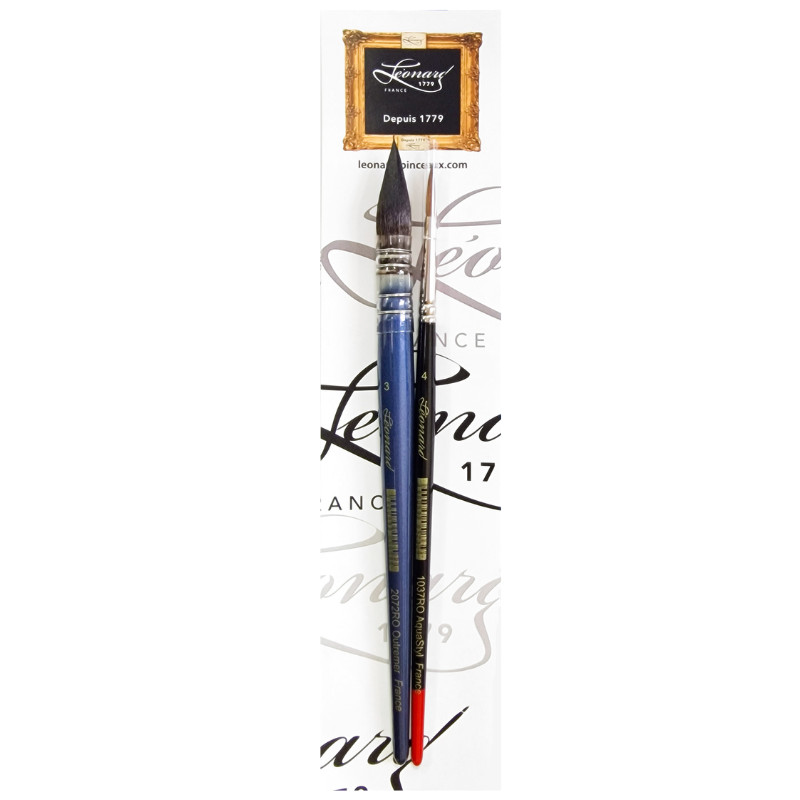 Set de 2 pinceaux aquarelle synthétiques "la base" Léonard
