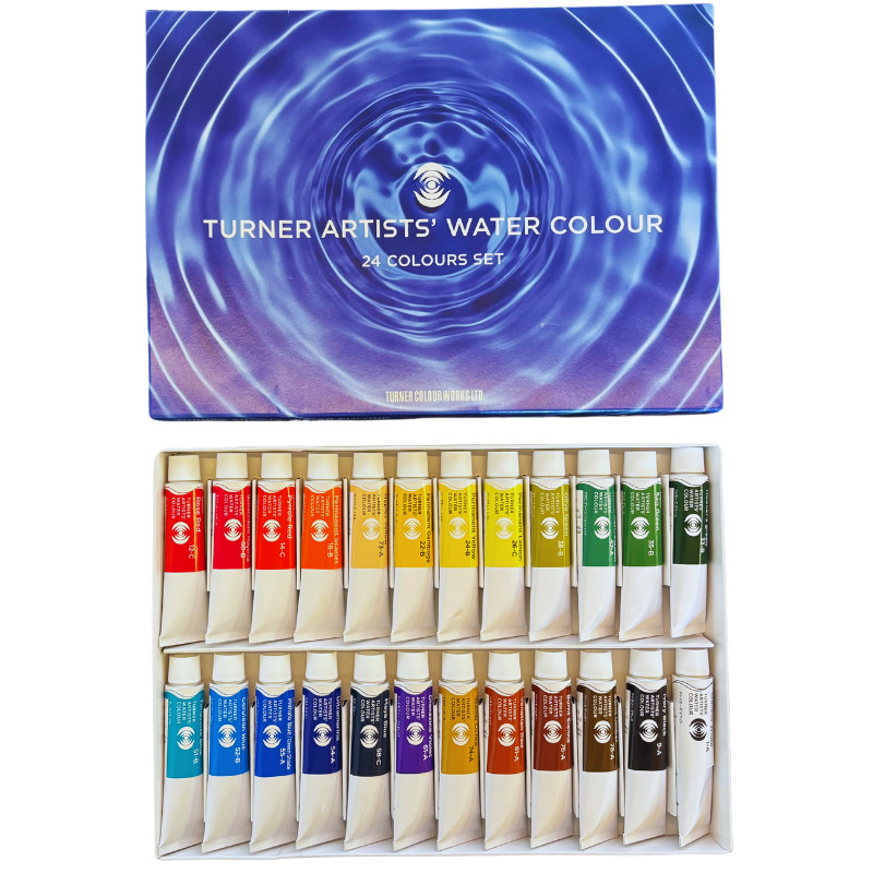 Coffret 24 Tubes 15ml aquarelles extra-fines en carton Turner