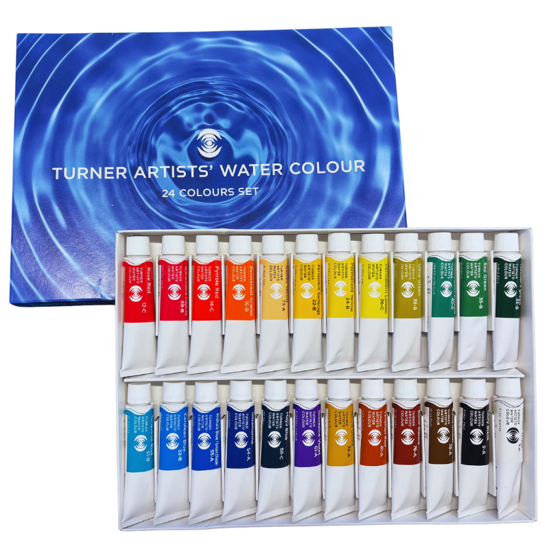 Coffret 24 Tubes 15ml aquarelles extra-fines en carton Turner