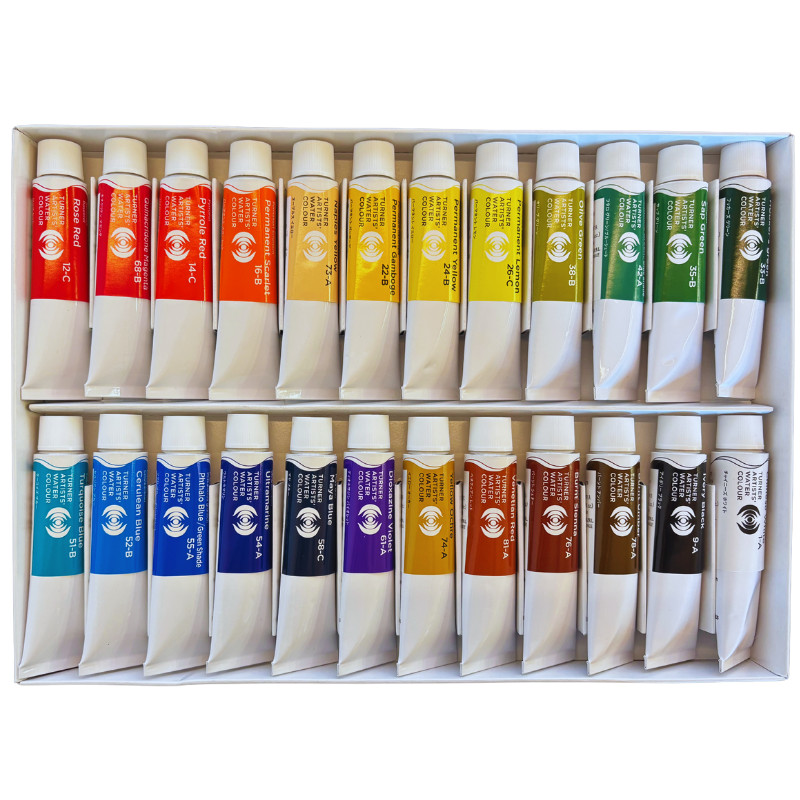 Coffret 24 Tubes 15ml aquarelles extra-fines en carton Turner
