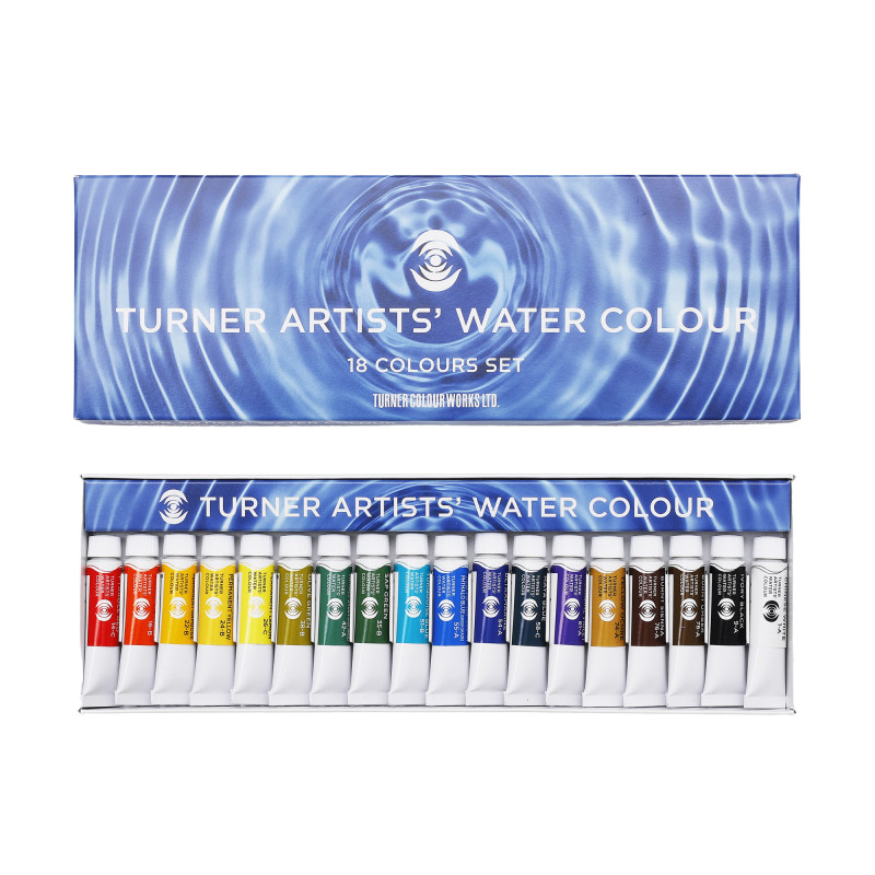 Coffret 18 Tubes 15ml aquarelles extra-fines en carton Turner
