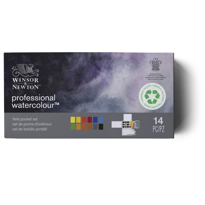 Boîte de voyage 12 1/2 godets + accessoires Winsor & Newton