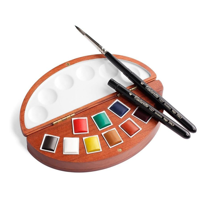 Coffret cerisier couleur de 3 pinceaux série 1326 argentés Tintoretto