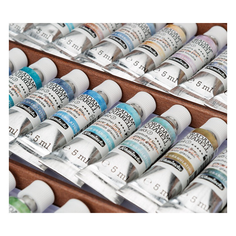 Coffret 50 tubes 5ml super-granuleuse + pinceau Da Vinci Horadam en bois Schmincke