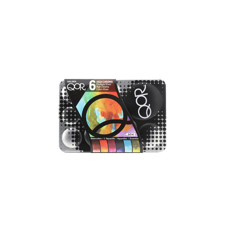 Coffret couleur vives 6 tubes 5 ml aquarelle en métal Qor
