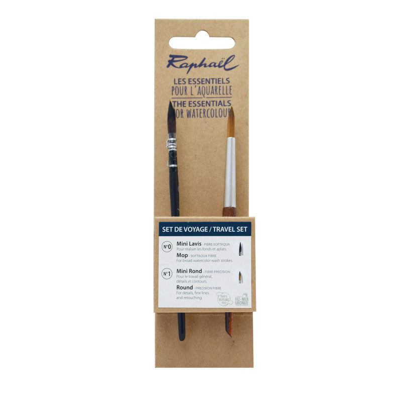 Set de voyage les essentiels 2 mini pinceaux aquarelle Raphaël