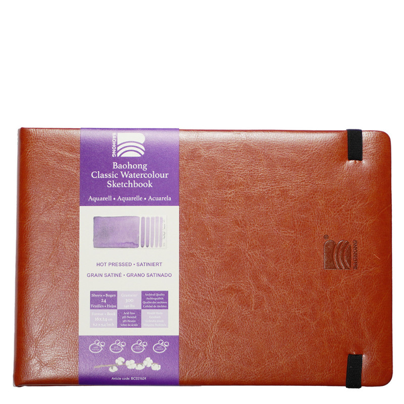 Carnet aquarelle Classic Baohong 16x24 300g 24f grain satiné
