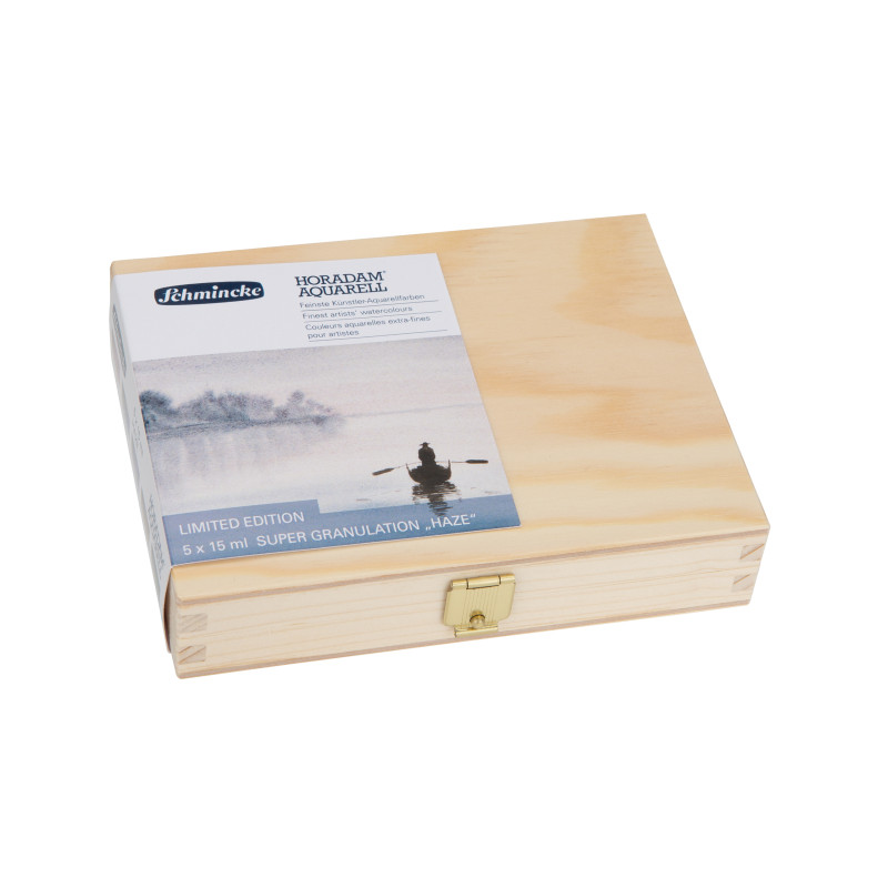 Coffret Brouillard 5 tubes 15ml aquarelle super-granuleuses Horadam en bois Schmincke