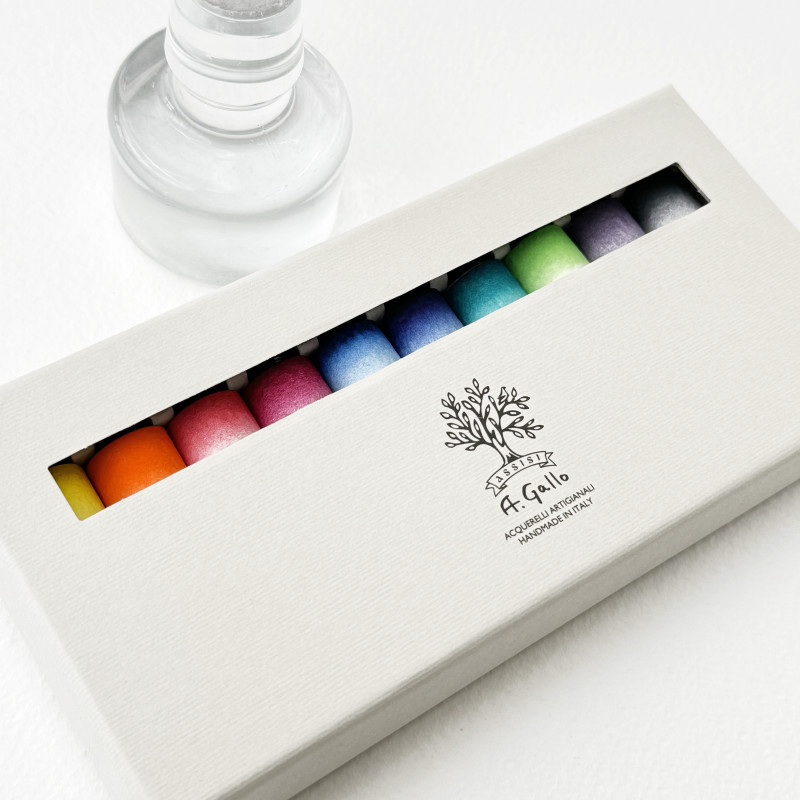 Coffret "Signature" 10 tubes 10ml aquarelles en carton A. Gallo