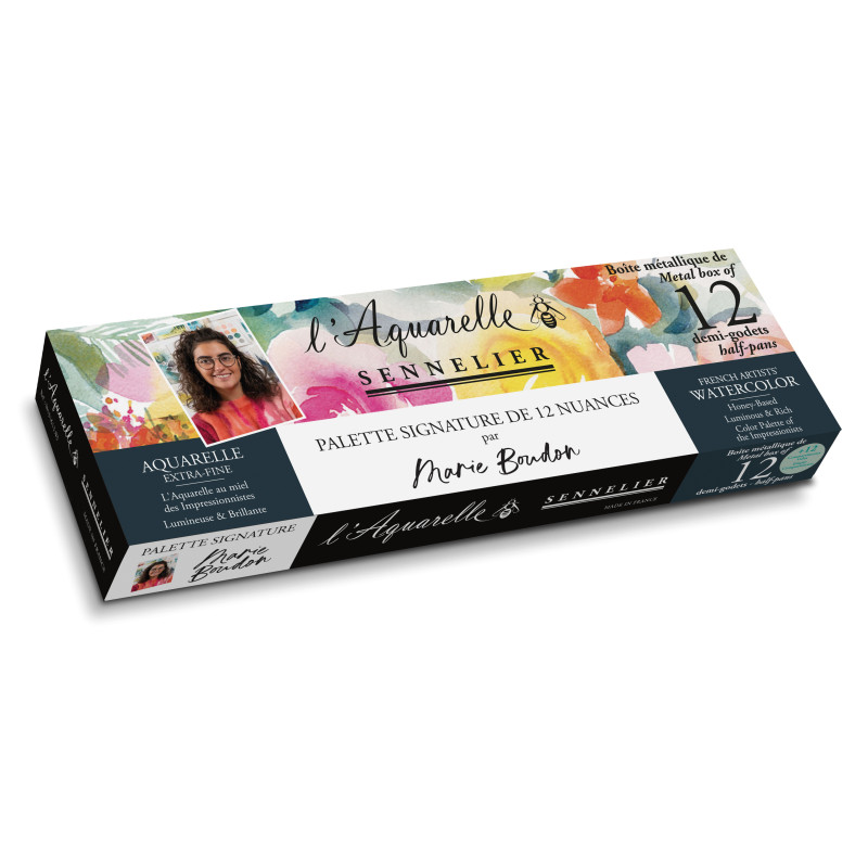 Palette signature Marie Boudon 12 ½ godets aquarelle extra-fine Sennelier
