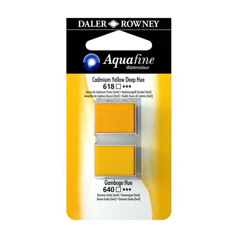Jaune de Cadmium foncé (Imit) et Gomme-Gutte (Imit) - ½ godets Aquafine Daler Rowney