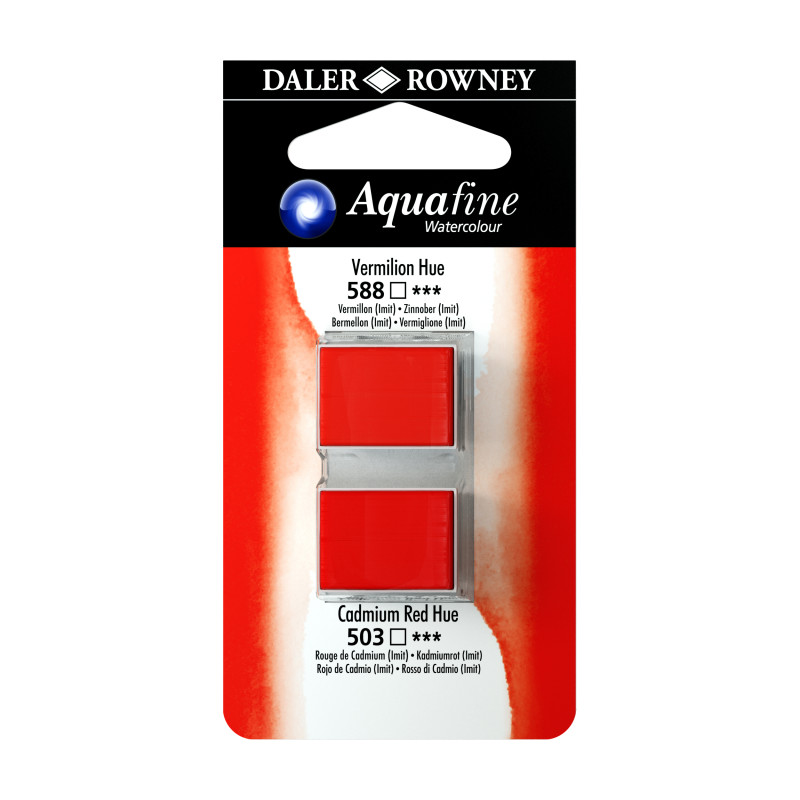 Vermillon (Imit) et Rouge de Cadmium (Imit) - ½ godets Aquafine Daler Rowney