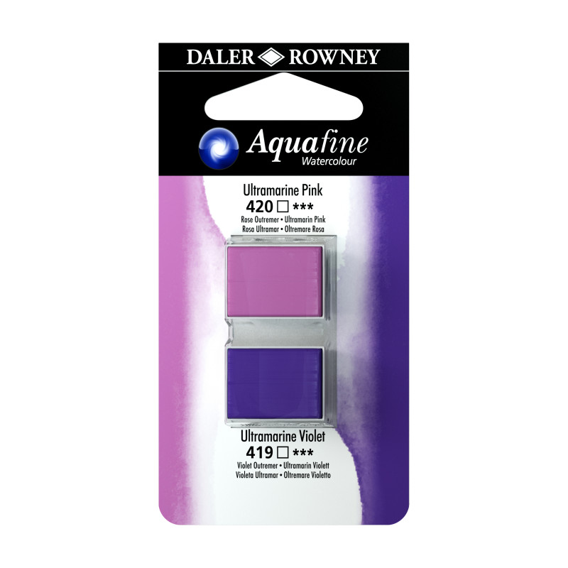 Rose outremer et Violet outremer - ½ godets Aquafine Daler Rowney