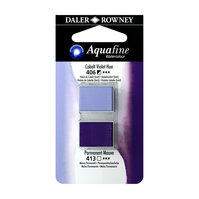 Violet de Cobalt (Imit) et Mauve permanent - ½ godets Aquafine Daler Rowney