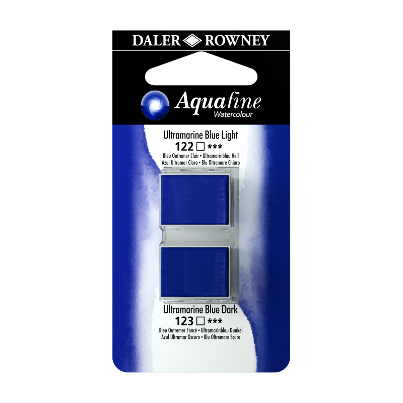 Bleu clair Outremer et Bleu foncé outremer - ½ godets Aquafine Daler Rowney