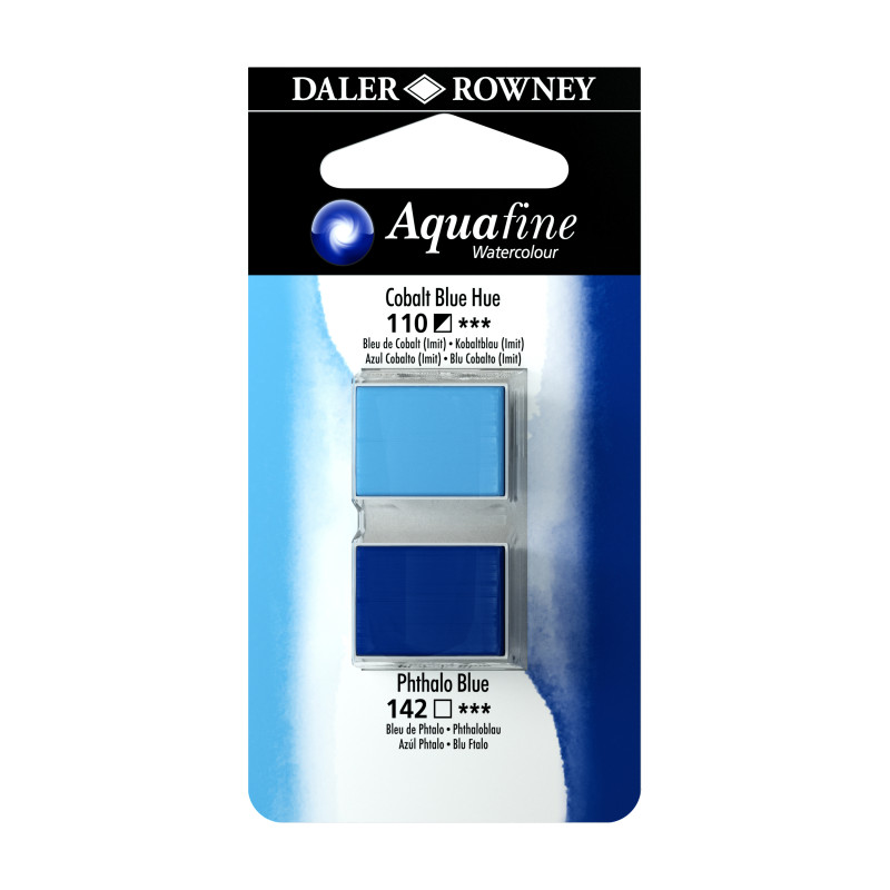 Bleu de Cobalt (Imit) et Bleu de Phtalo - ½ godets Aquafine Daler Rowney