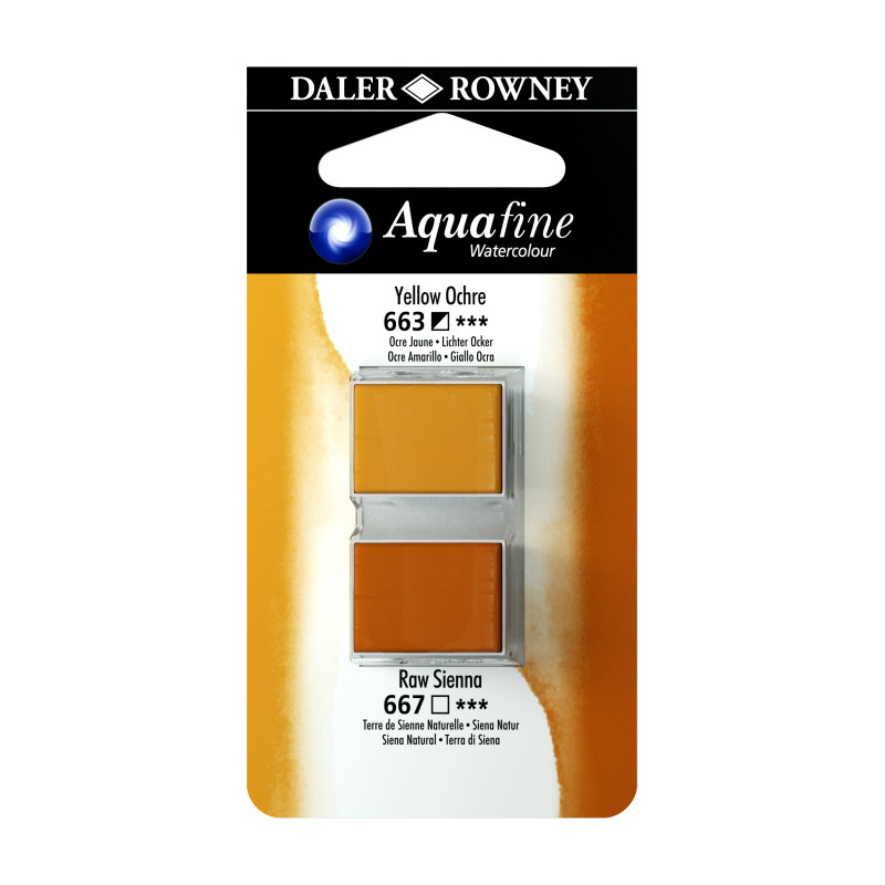Ocre jaune et Terre de Sienne - ½ godets Aquafine Daler Rowney