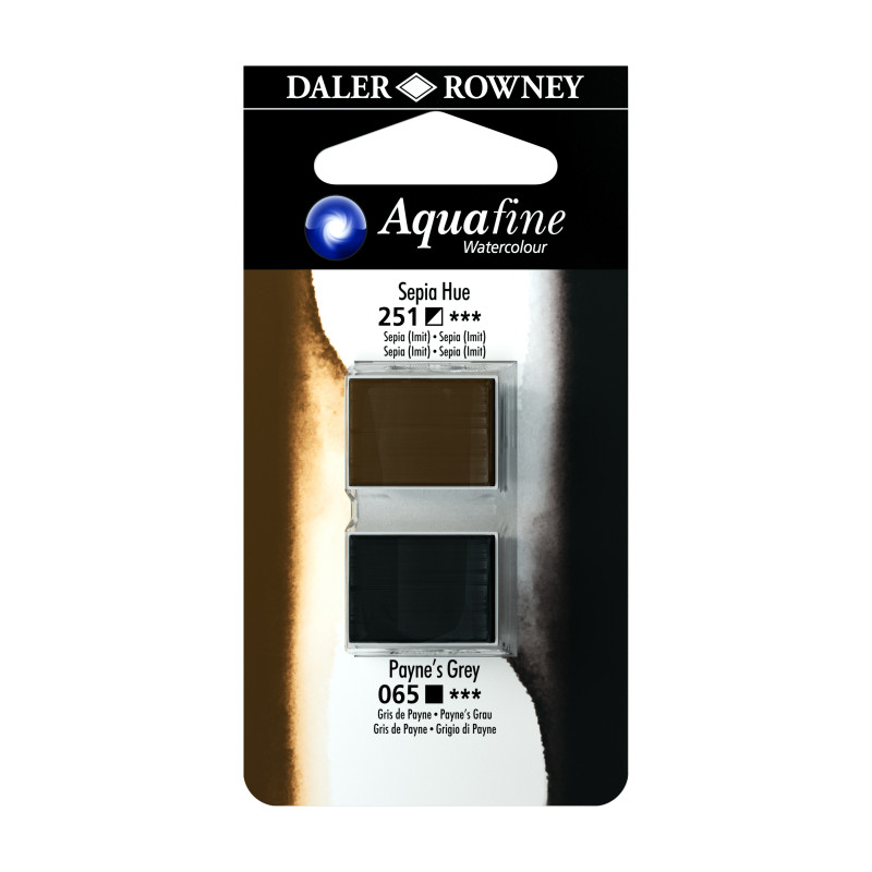 Sépia (Imit) et Gris de Payne - ½ godets Aquafine Daler Rowney