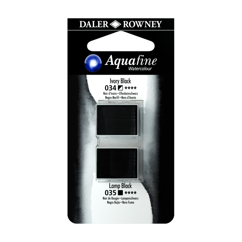 Noir Ivoire et Noir Bougie - ½ godets Aquafine Daler Rowney