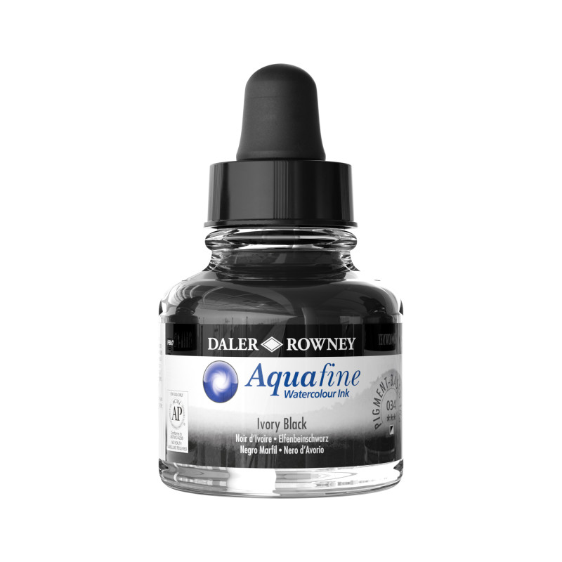 Noir d'Ivoire - encre aquarelle Aquafine 29,5ml Daler Rowney