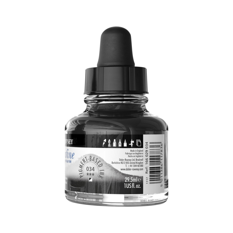 Noir d'Ivoire - encre aquarelle Aquafine 29,5ml Daler Rowney