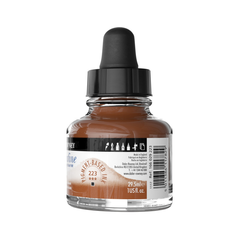 Terre d'Ombre Brûlée - encre aquarelle Aquafine 29,5ml Daler Rowney