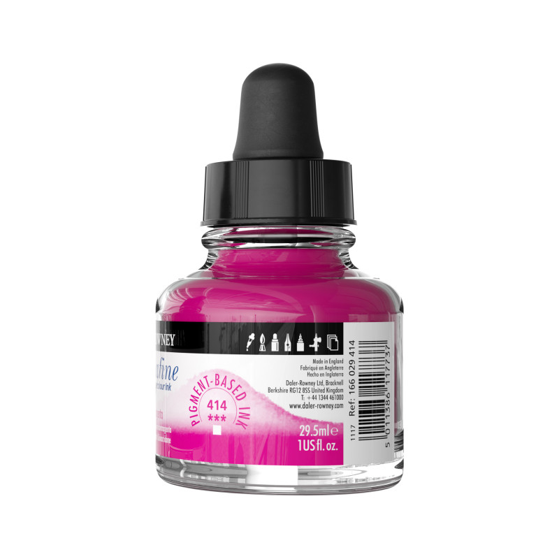 Magenta de Quinacridone - encre aquarelle Aquafine 29,5ml Daler Rowney