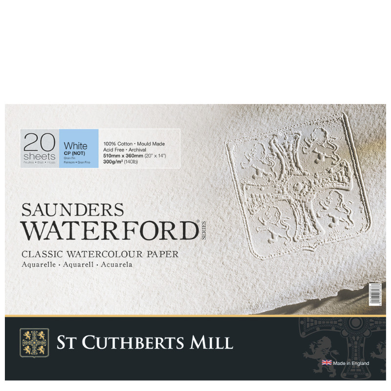 Bloc collé 4 côtés Waterford 36x51 300g 20 f grain fin
