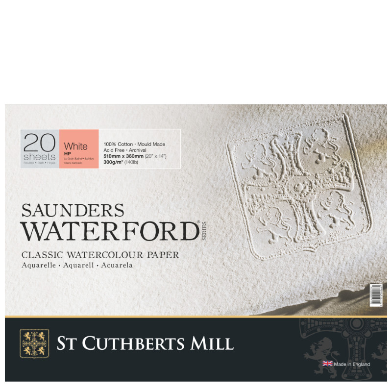 Bloc collé 4 côtés Waterford 36x51 300g 20 f grain satiné