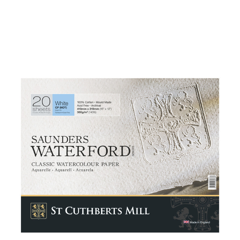 Bloc collé 4 côtés Waterford 31x41 300g 20 f grain fin