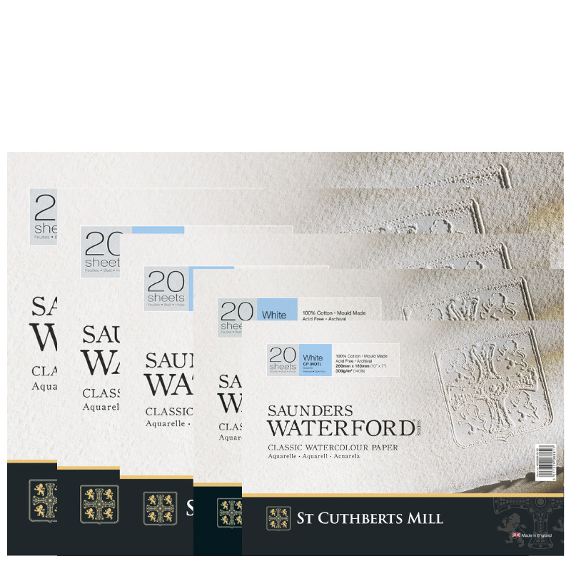 Bloc collé 4 côtés Waterford 31x41 300g 20 f grain fin